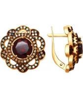 Серебряные серьги SOKOLOV 92021594_s с гранатами, фианитами