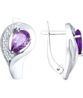 Серебряные серьги SOKOLOV 92021599_s с аметистами, фианитами