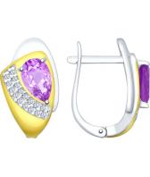 Серебряные серьги SOKOLOV 92021615_s с аметистами, фианитами