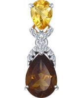Серебряный кулон SOKOLOV 92030419_s c раухтопазом, фианитом, цитрином