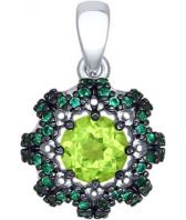 Серебряный кулон SOKOLOV 92030441_s c фианитом, хризолитом