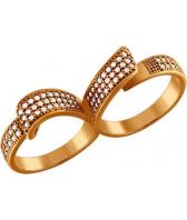 Серебряное кольцо на два пальца SOKOLOV 93010332_s с фианитами