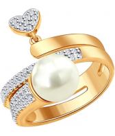 Серебряное кольцо SOKOLOV 93010567_s с жемчугом, фианитами