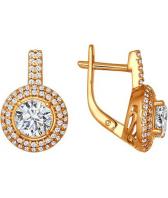 Серебряные серьги круглые SOKOLOV 93020338_s с фианитами