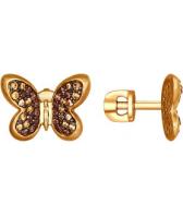 Серебряные серьги-пусеты (гвоздики) SOKOLOV 93020754_s с фианитами