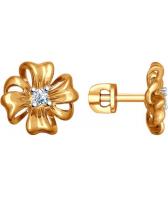 Серебряные серьги-пусеты (гвоздики) SOKOLOV 93020773_s с фианитами