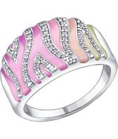 Серебряное кольцо SOKOLOV 94010301_s с эмалью с фианитами