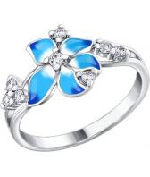 Серебряное кольцо SOKOLOV 94010401_s с эмалью с фианитами