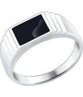 Мужская серебряная печатка перстень SOKOLOV 94010432_s с эмалью