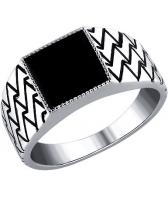 Мужская серебряная печатка перстень SOKOLOV 94010958_s с эмалью с ониксом