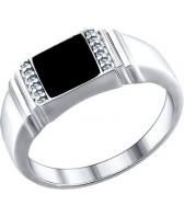 Мужская серебряная печатка перстень SOKOLOV 94011324_s с эмалью, фианитами