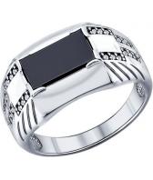 Мужская серебряная печатка перстень SOKOLOV 94011394_s с ониксом, фианитами