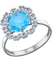 Серебряное кольцо SOKOLOV 94011529_s с ювелирным стеклом, фианитами