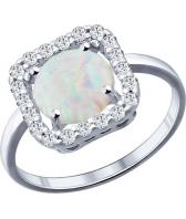 Серебряное кольцо SOKOLOV 94011732_s с искусственным опалом, фианитами