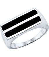 Мужская серебряная печатка перстень СОКОЛОВ 94011852_s с эмалью