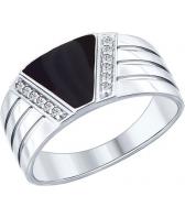 Мужское серебряное кольцо SOKOLOV 94012005_s с эмалью с фианитами