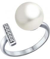 Серебряное кольцо SOKOLOV 94012022_s с жемчугом, фианитами