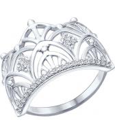 Серебряное кольцо корона SOKOLOV 94012299_s с фианитами