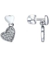 Серебряные серьги-пусеты (гвоздики) SOKOLOV 94021188_s с фианитами