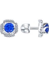 Серебряные серьги-пусеты (гвоздики) SOKOLOV 94021981_s с фианитами