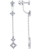 Серебряные длинные серьги СОКОЛОВ 94021984_s с фианитами