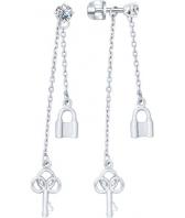 Серебряные длинные серьги SOKOLOV 94022148_s с фианитами