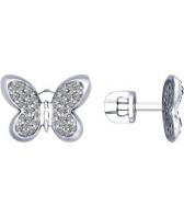 Серебряные серьги-пусеты (гвоздики) SOKOLOV 94022440_s с фианитами