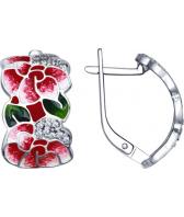 Серебряные серьги SOKOLOV 94022472_s с эмалью, фианитами