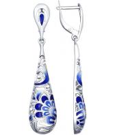 Серебряные длинные серьги SOKOLOV 94022572_s с эмалью