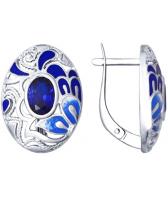 Серебряные сережки с фианитом SOKOLOV 94022590_s с эмалью