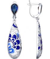 Серебряные длинные серьги SOKOLOV 94022591_s с эмалью