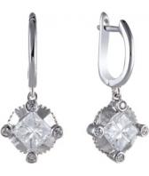 Серебряные серьги Национальное Достояние ALE-195-nd с цирконами