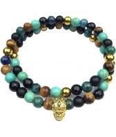 Мужской браслет из бусин Mr.Jones BNS111 с агатами, бирюзой, шунгитом, азуритом