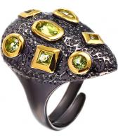 Серебряное кольцо Element47 by JV BR52665 с перидотами