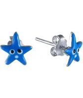 Детские серебряные серьги звездочки Element47 by JV DJ004-EARRING с эмалью