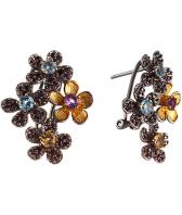 Серебряные серьги Element47 by JV E00705 с топазами, аметистами, цитринами, цирконием