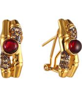 Серебряные серьги Element47 by JV E00718 с гранатами, цитринами