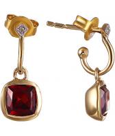 Серебряные серьги Element47 by JV E98374K-6 с гранатами, бриллиантами