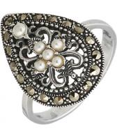 Серебряное кольцо Национальное Достояние K-1215-nd с марказитами, жемчугом