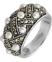 Серебряное кольцо Национальное Достояние K-806-nd с марказитами, жемчугом