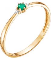 Кольцо из золота Ювелирные Традиции K112-4072GTI с искусственным изумрудом, бриллиантами