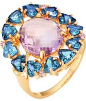 Золотой перстень Ювелирные Традиции K120-1767M2 с аметистами, топазами