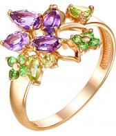 Золотое кольцо Ювелирные Традиции K120-3440M16 с аметистами, тсаворитами, хризолитами