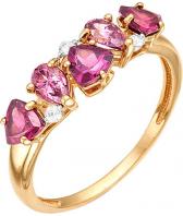 Золотое кольцо Ювелирные Традиции K122-1361RD с родолитами, фианитами