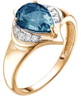 Золотое кольцо Ювелирные Традиции K122-3233TL с Лондон топазом, фианитами