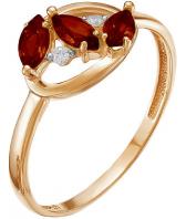 Золотое кольцо Ювелирные Традиции K122-3830GR с гранатами, фианитами
