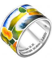 Серебряное кольцо Ювелирные Традиции, украшение K6110-3330 с эмалью с бриллиантом