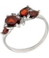 Серебряное кольцо Ювелирные Традиции K620-1381Gr с гранатами, фианитами