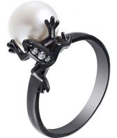 Серебряное кольцо Element47 by JV KR160004 с жемчугом, цирконием