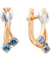 Детские золотые серьги Ювелирные Традиции S122-3086TL с Лондон топазами